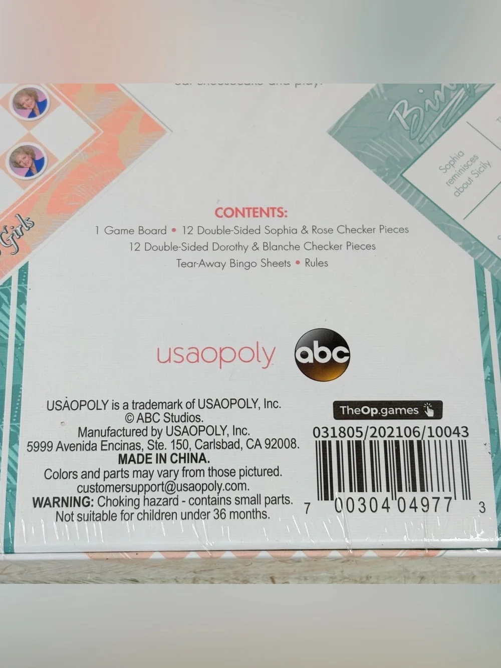 New! Sealed! Golden Girls Shady Pines Game Set - Checkers and Bonus Bingo!